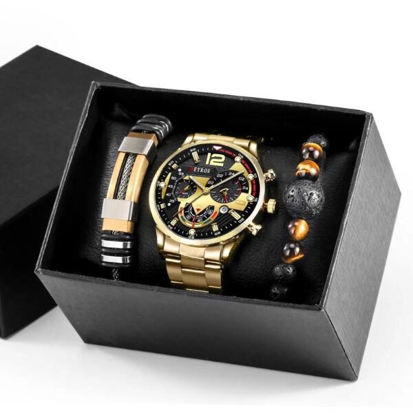 Watch Bracelet Jewelry Set Gold