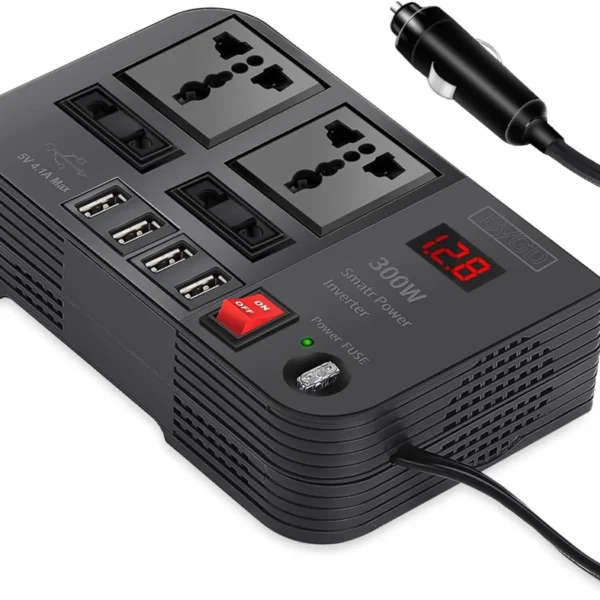 Portable Car Power Inverter Car Charging Adapter DC 12V to AC 220V 300W Converter 4USB Charger Outlet Socket Auto Accessories